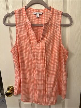 41 Hawthorn Sleeveless Coral Check Blouse